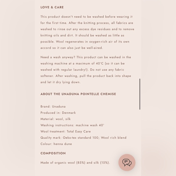 Unaduna / Ziloen chemise pointelle wool/silk - henna dune - Picture 5 of 5